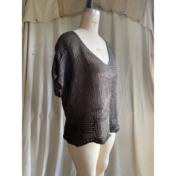Eileen Fisher Olive Green Cotton Metallic Stitch Sweater NWT - Picture 3 of 8